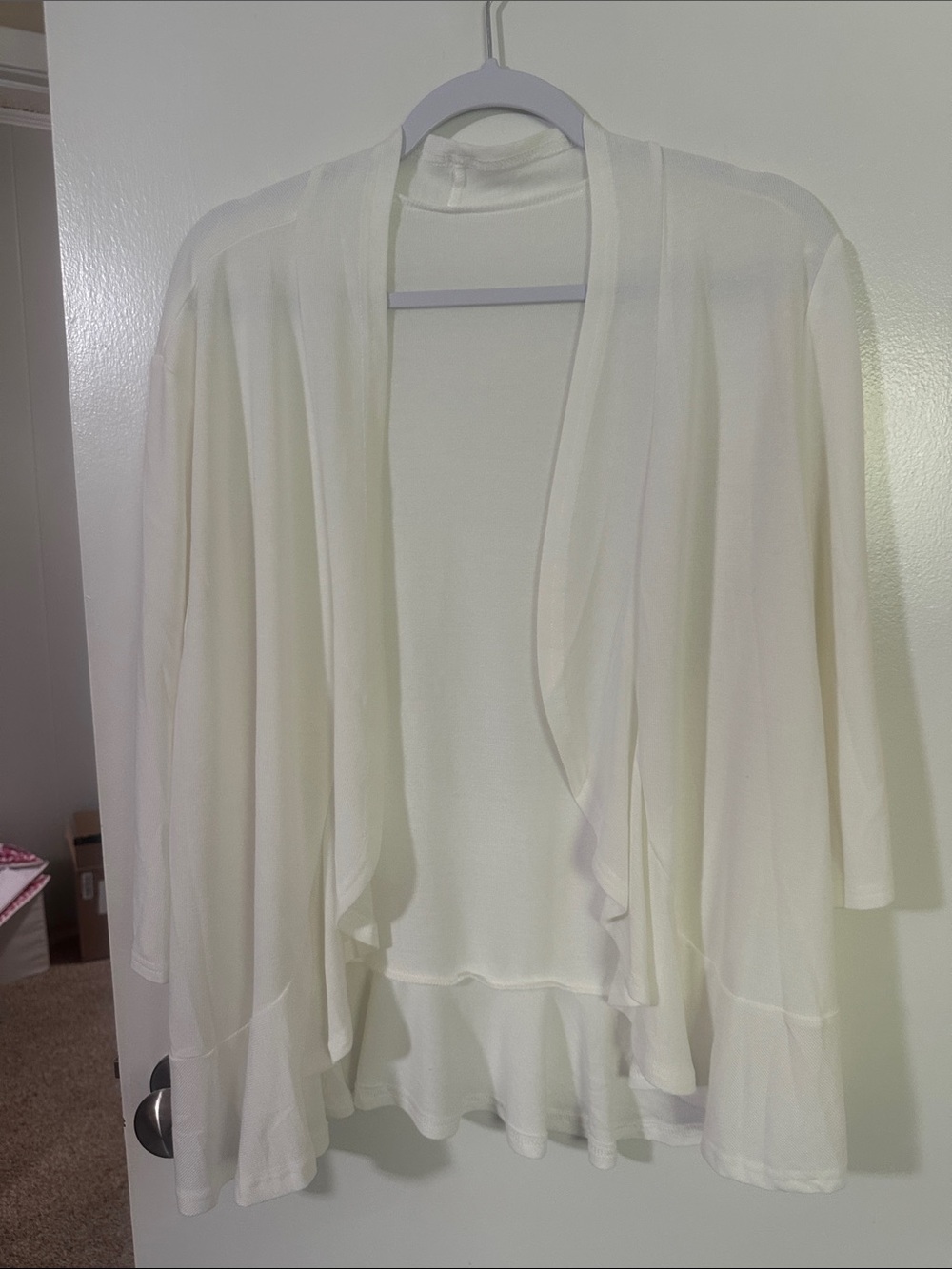 Lightweight Open-Front Cream Cardigan Sweater